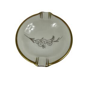 Alka Bavaria Gold Trim Floral Print Ashtray Trinket Plate